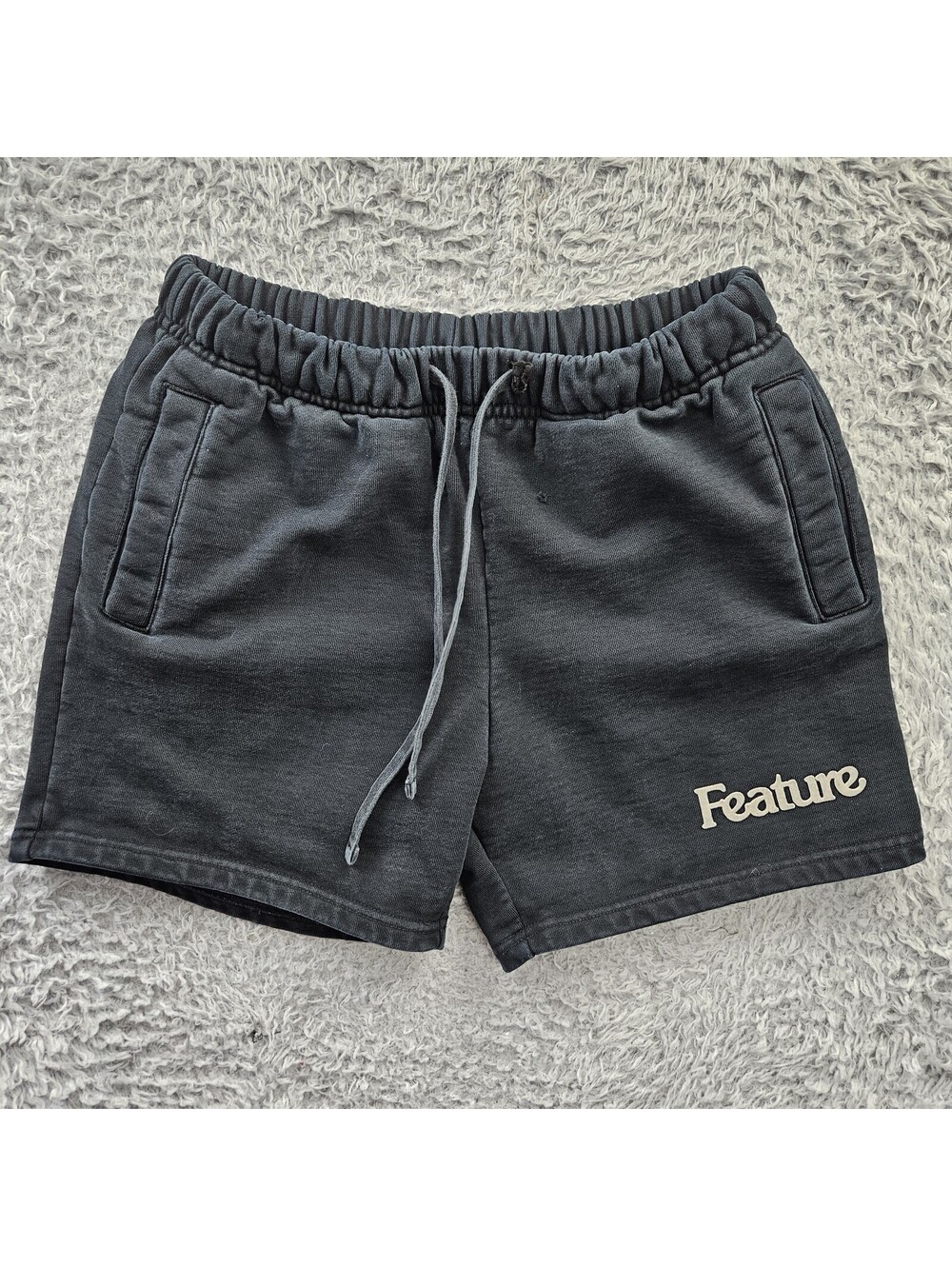 Feature Streetwear Knit Shorts Men XS All Things Good Black Cotton Knit *Pin